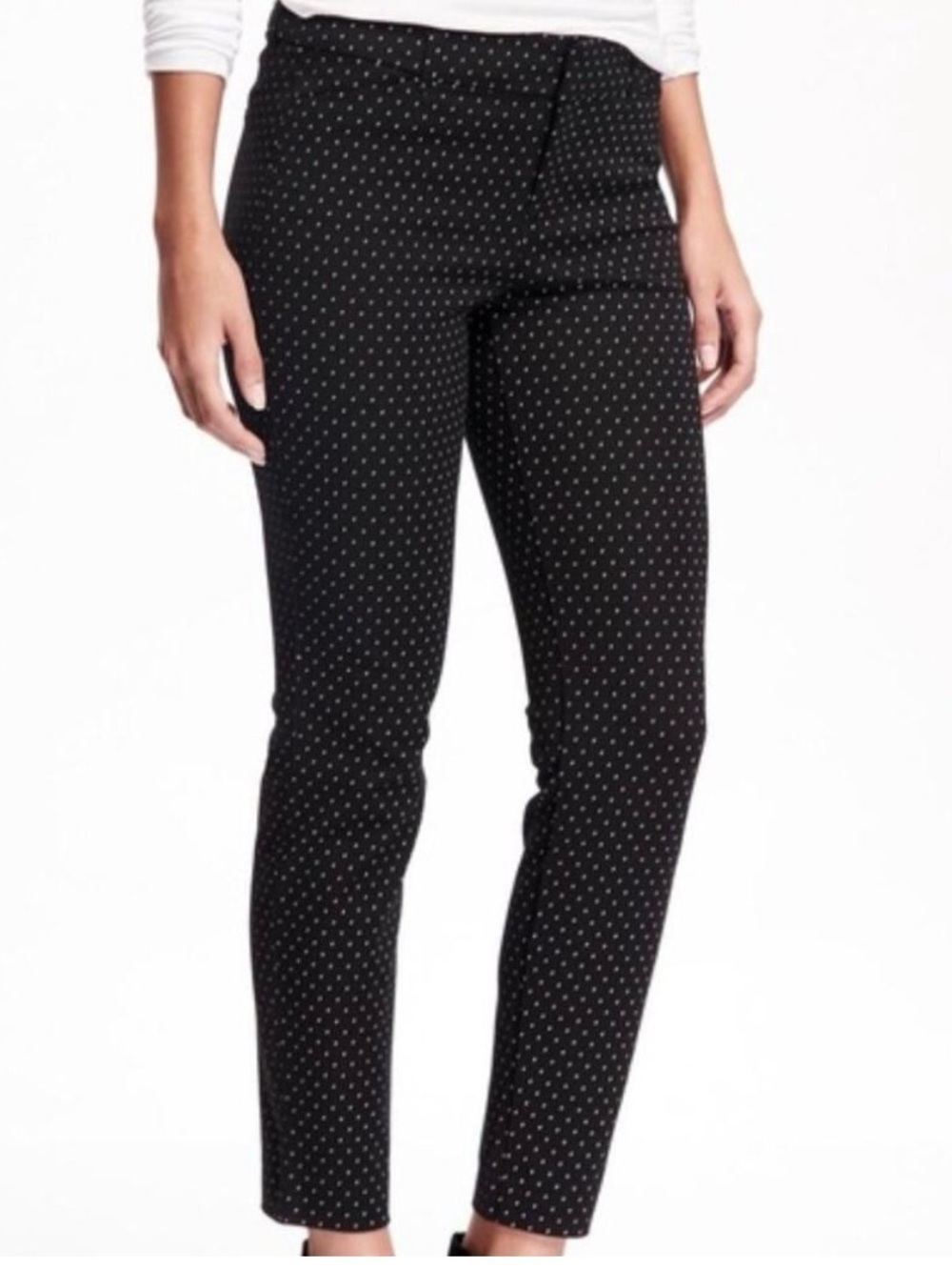 Old Navy Black Polka Dot Print Harper Mid-Rise Dress Cropped Pants Size 8